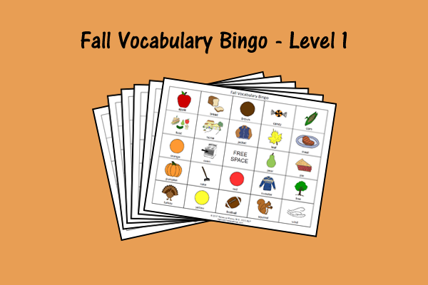 Fall Vocabulary Bingo – Level 1