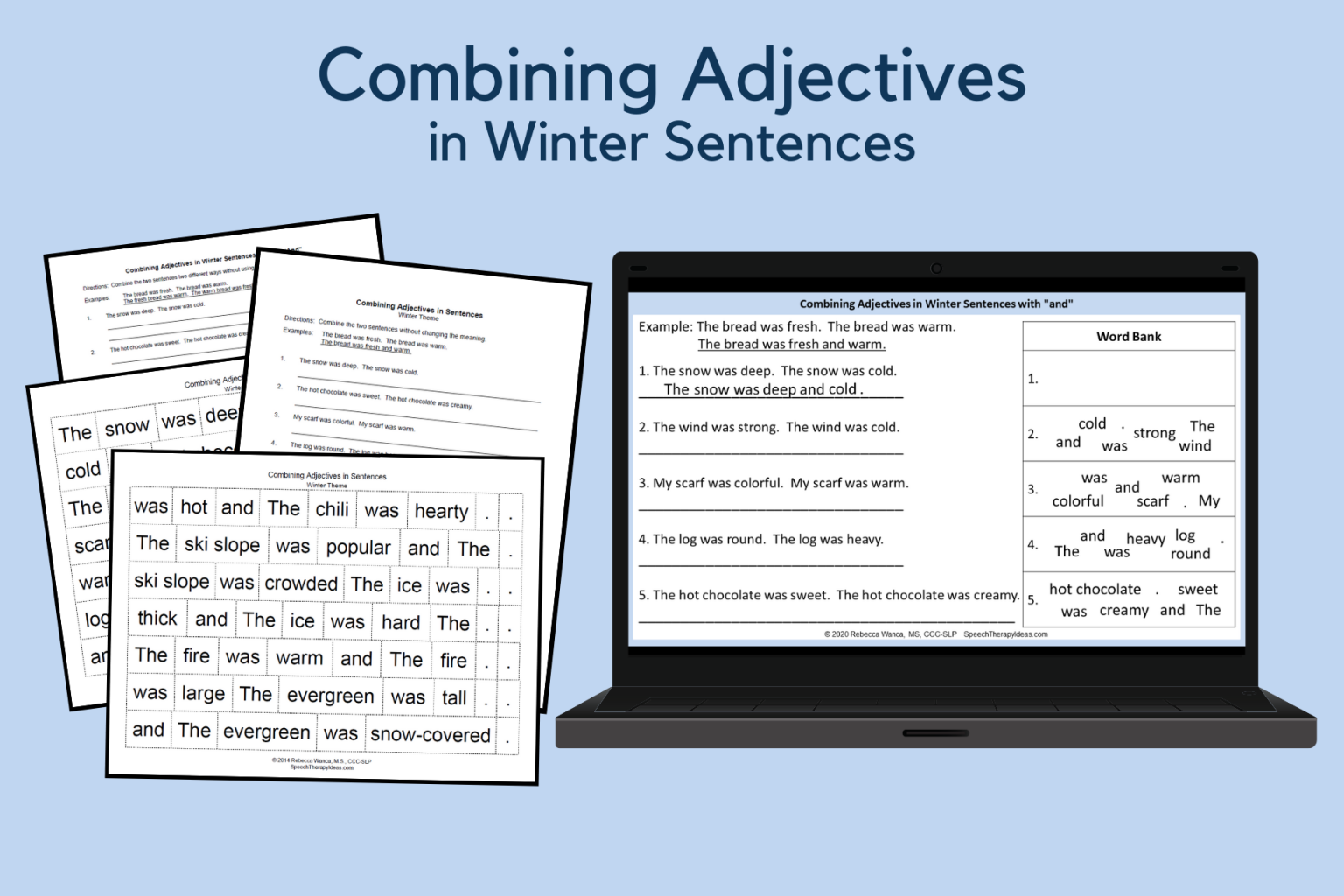 Combining Adjectives In Winter Sentences Speech Therapy Ideas
