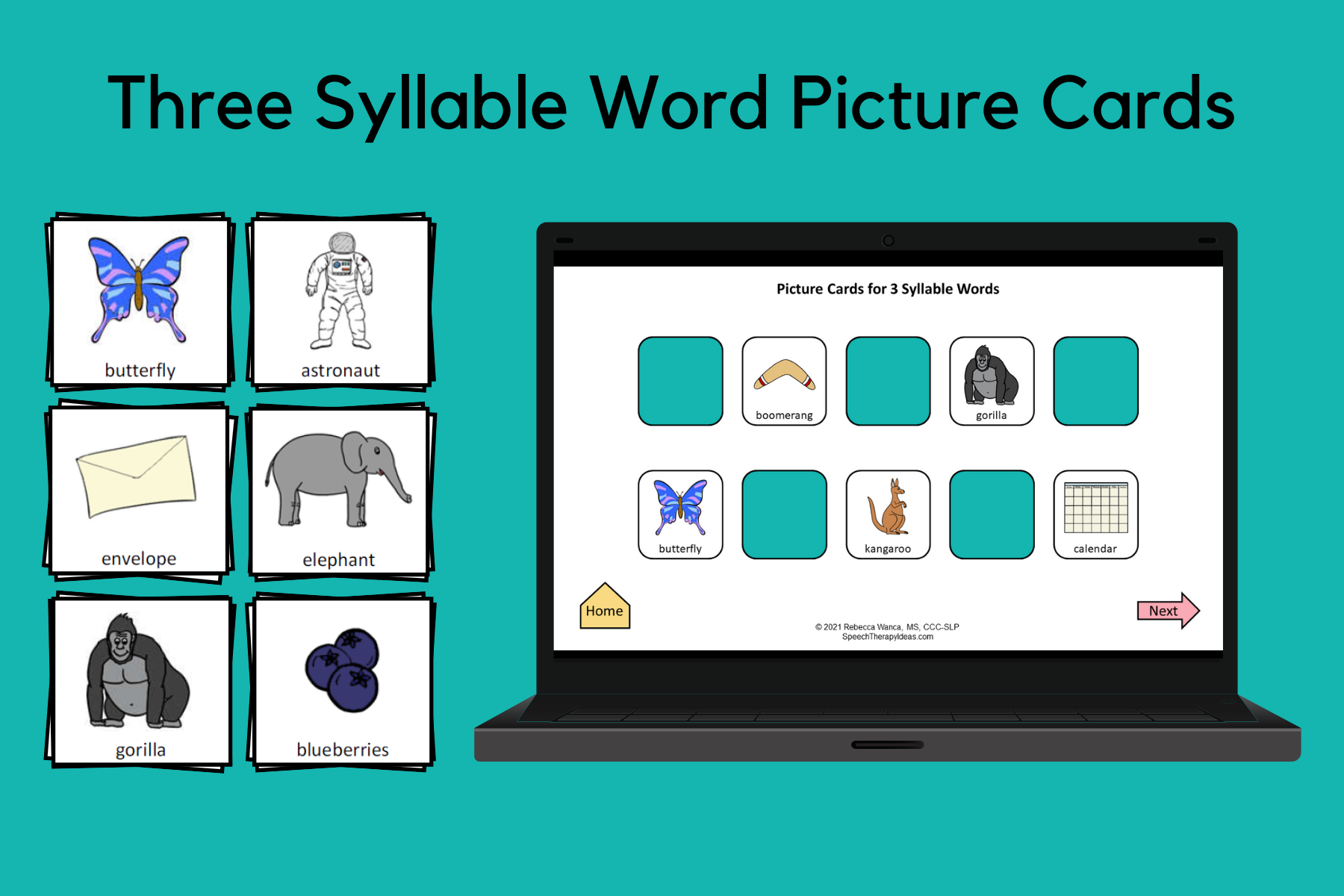 Three Syllable Word Picture Cards Speech Therapy Ideas